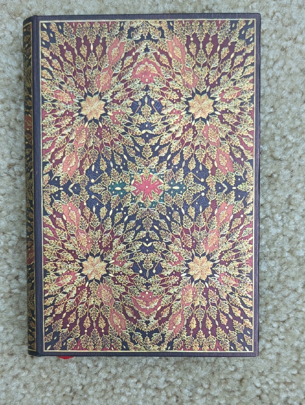 Decorative Floral Pattern Hardcover Journal - Red & Gold